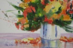 still life, flowers, vase, color, plant, original watercolor painting, oberst